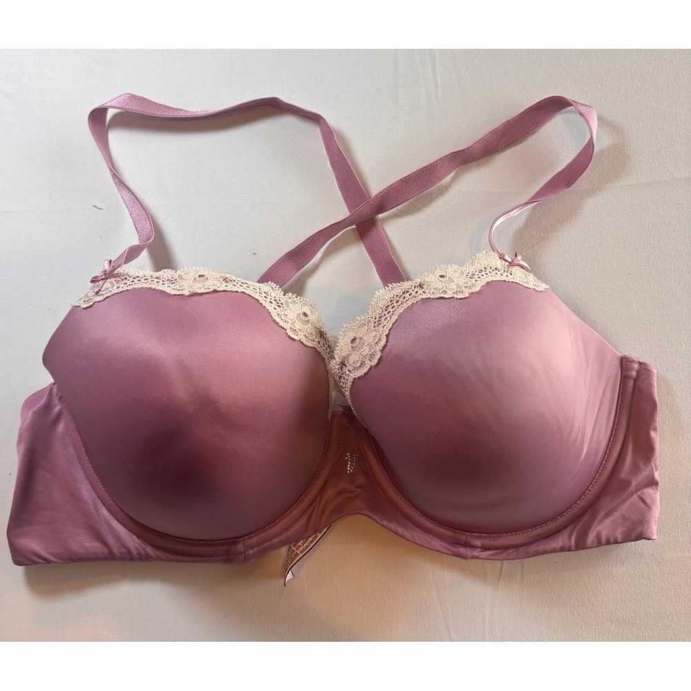 Victorias Secret Dream Angels Push Up Bra Lace Trim Dusty Rose Pink 38D